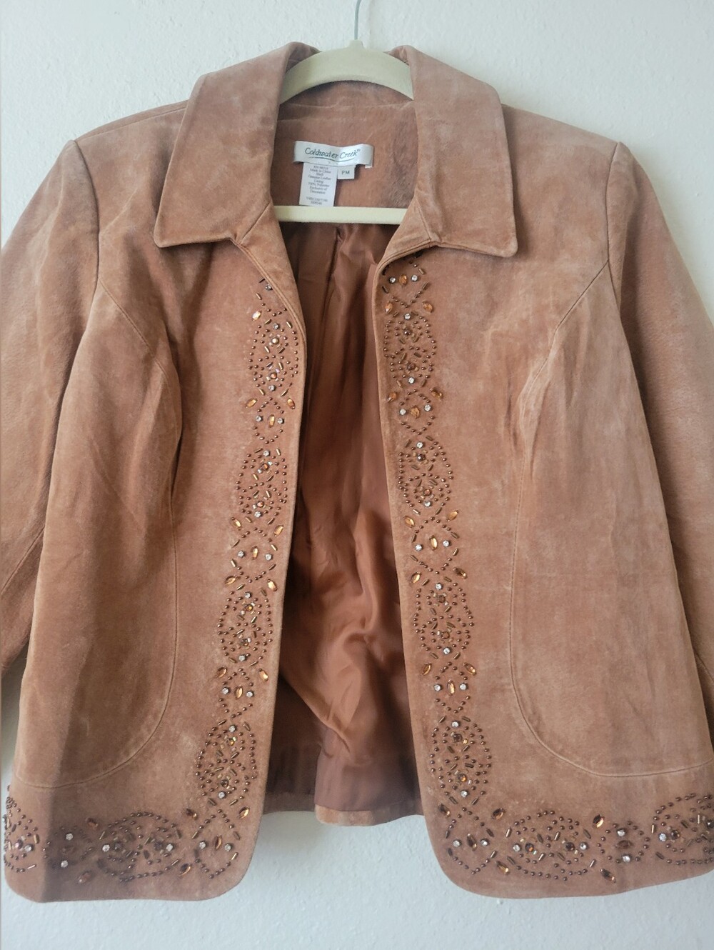 Coldwater Creek Women's Suede Embellished Jacket - Dusty Brown size MP